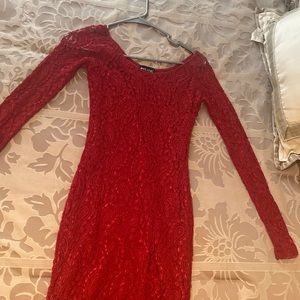 Wine red lace dress